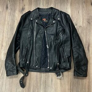 Vtg Bristol Golden Crown Leather Motorcycle Jacket